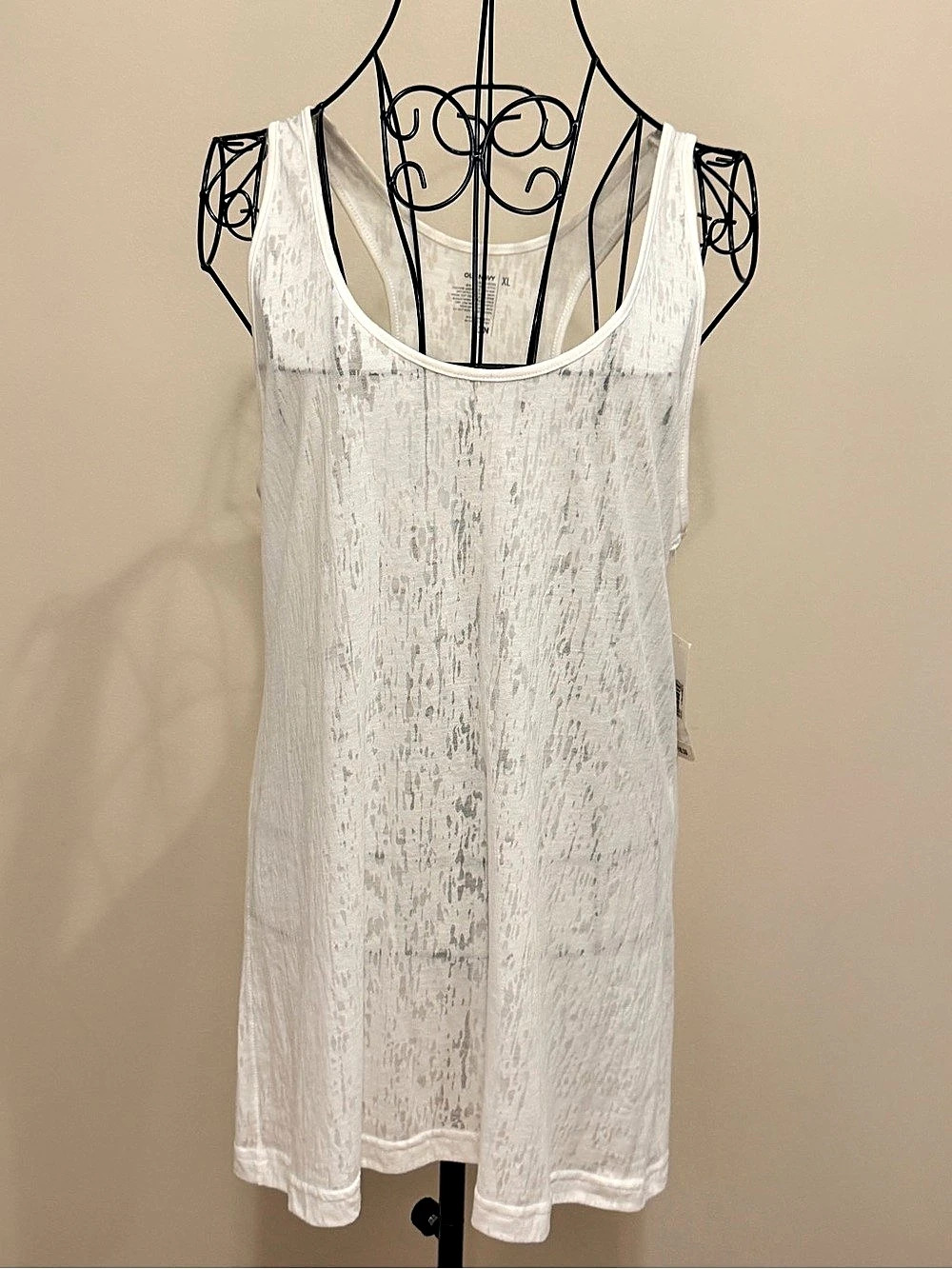 Old Navy Women's White Sheer Racerback Edgy Layering Scoop Neck Tank Top Size XL